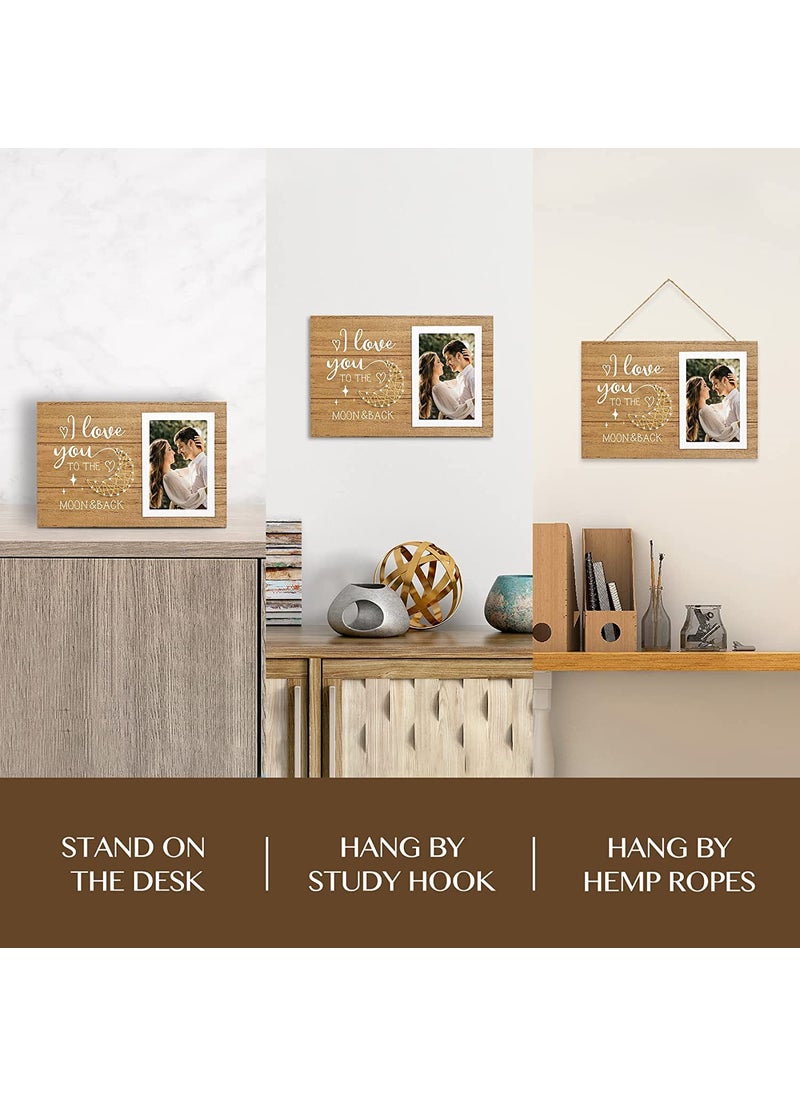 Decor More Wooden Wall Hanging Photo Frame Wall Hanging for 4 x 6 Picture Anniversary Gift Picture Frame Pack of 1 Rectangular