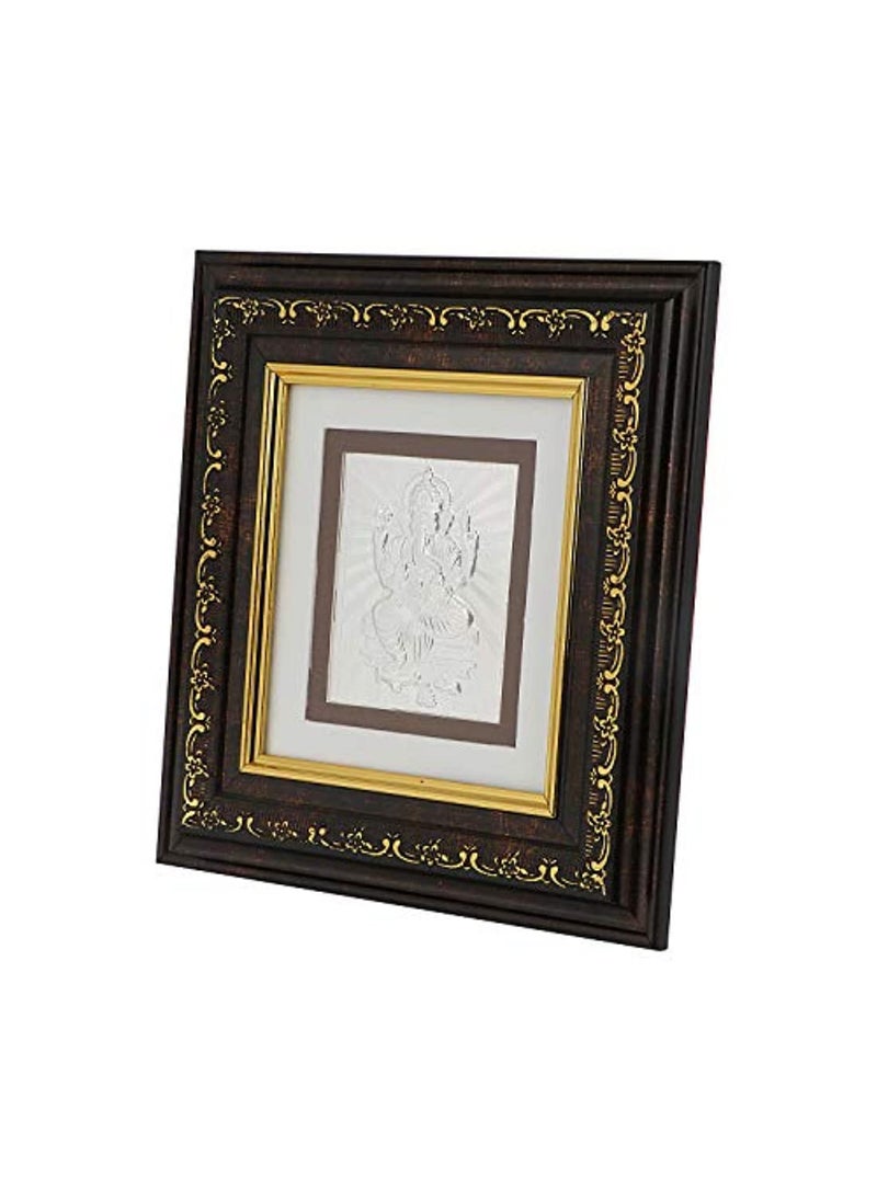 Msa Jewels Pure 999 Silver Ganesha Photo Frame Wooden Silver
