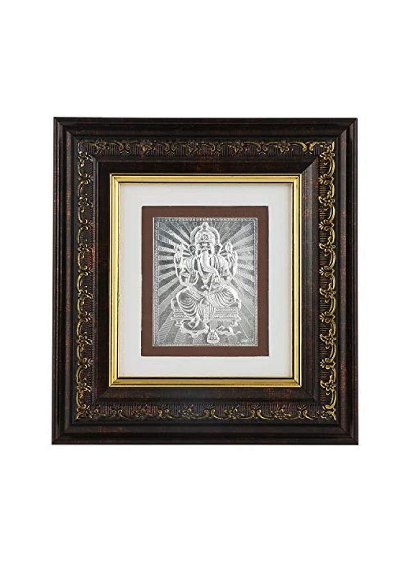 Msa Jewels Pure 999 Silver Ganesha Photo Frame Wooden Silver