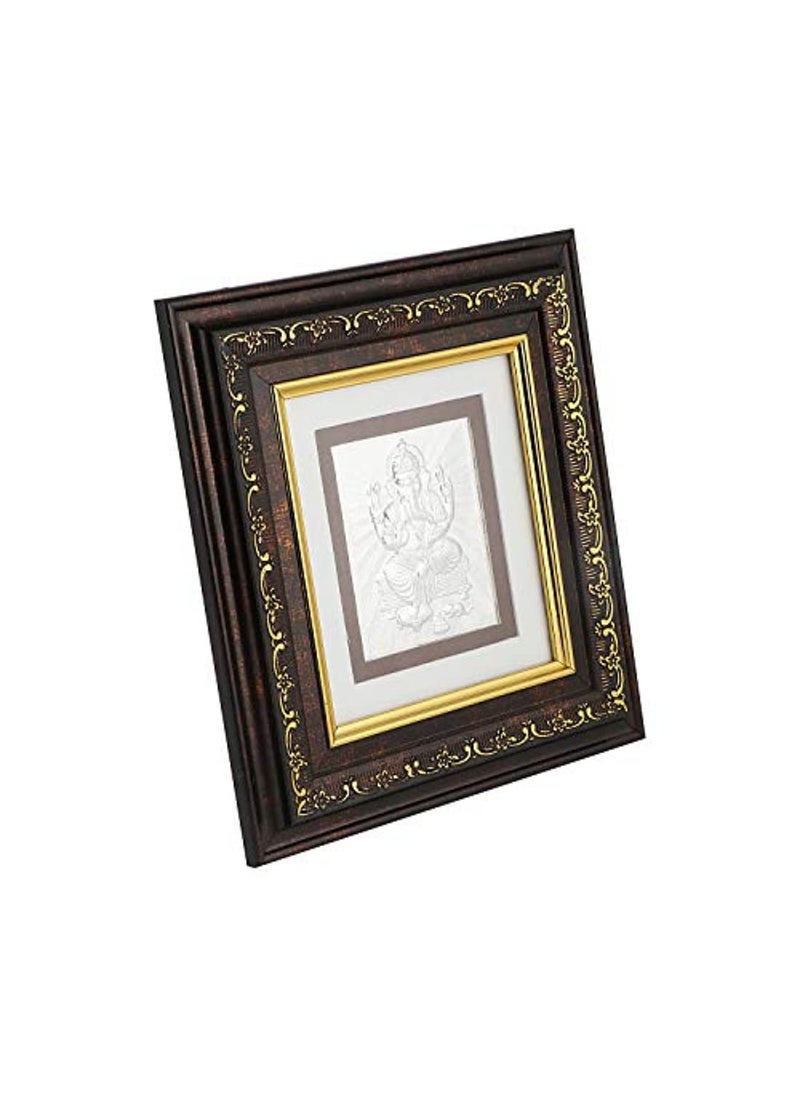 Msa Jewels Pure 999 Silver Ganesha Photo Frame Wooden Silver