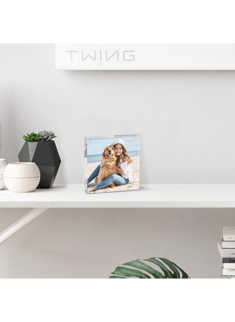 Full Colors Acrylic Frame Solution Frameless Premium CrystalClear Acrylic Block Magnetic Picture Frame Single Side to Display Photos and Cards127x178mm light blue