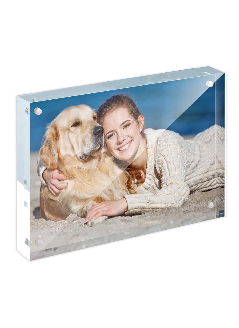 Full Colors Acrylic Frame Solution Frameless Premium CrystalClear Acrylic Block Magnetic Picture Frame Single Side to Display Photos and Cards127x178mm light blue