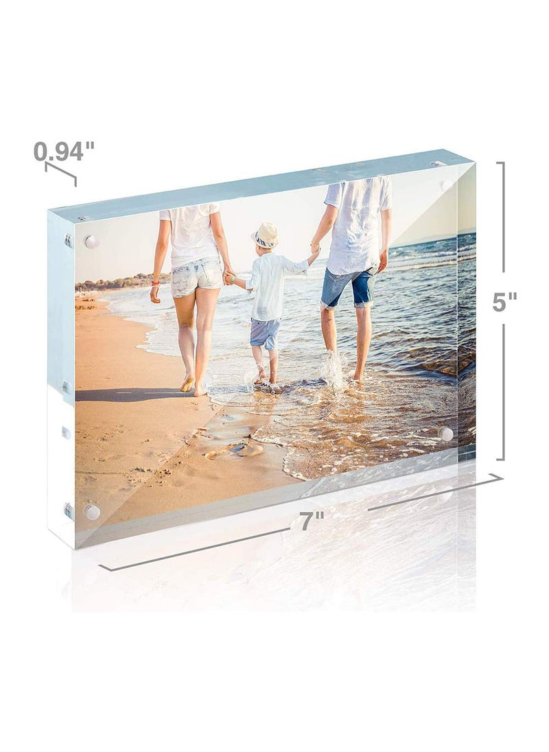 Full Colors Acrylic Frame Solution Frameless Premium CrystalClear Acrylic Block Magnetic Picture Frame Single Side to Display Photos and Cards127x178mm light blue