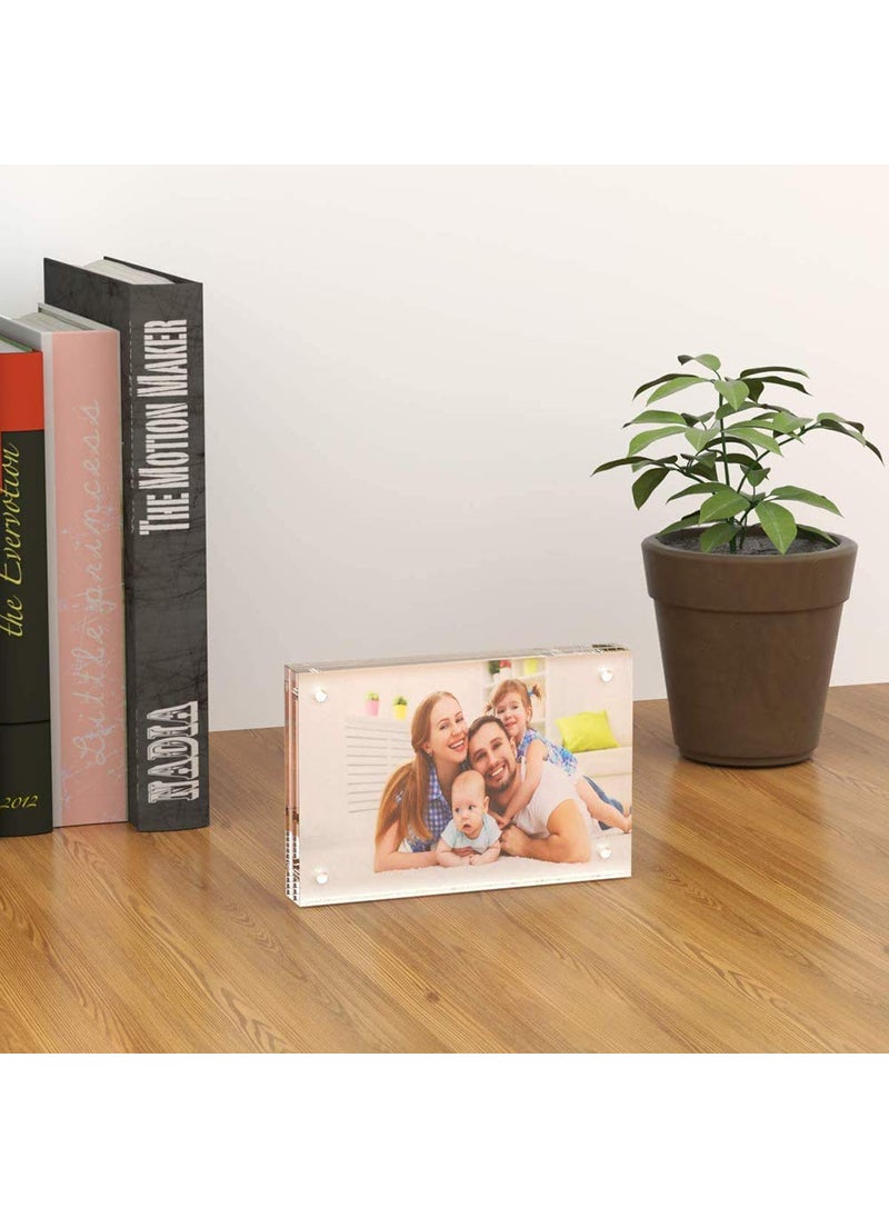Full Colors Acrylic Frame Solution Frameless Premium CrystalClear Acrylic Block Magnetic Picture Frame Single Side to Display Photos and Cards127x178mm light blue