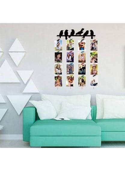 Feelings Gifts Hanging Photo Display Picture Frame Collage Picture Display Organizer with Wood Clips for Wall Decor Hanging Photos Best Birds Frame