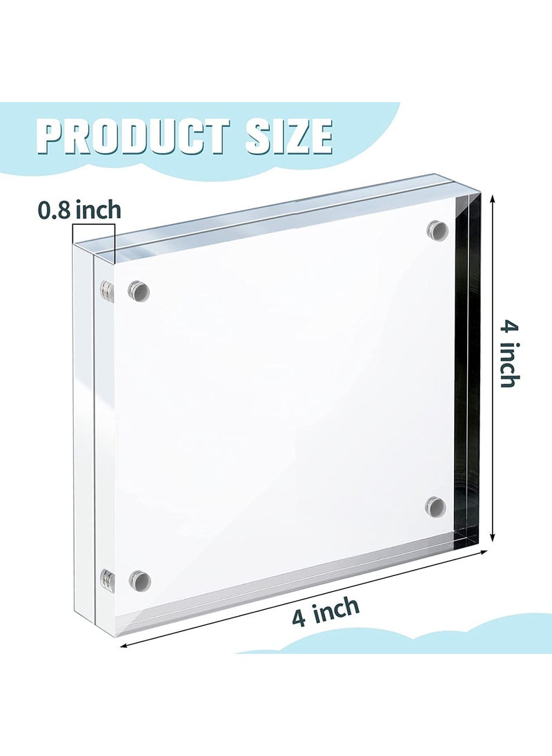Maitri Pack of 5 Clear Transparent Acrylic Picture Frame Desktop Photo Frame With Magnet Magnetic Picture Frame Magnetic Photo Frame FramelessDouble Sided Block Set 4 Inch X4 Inch