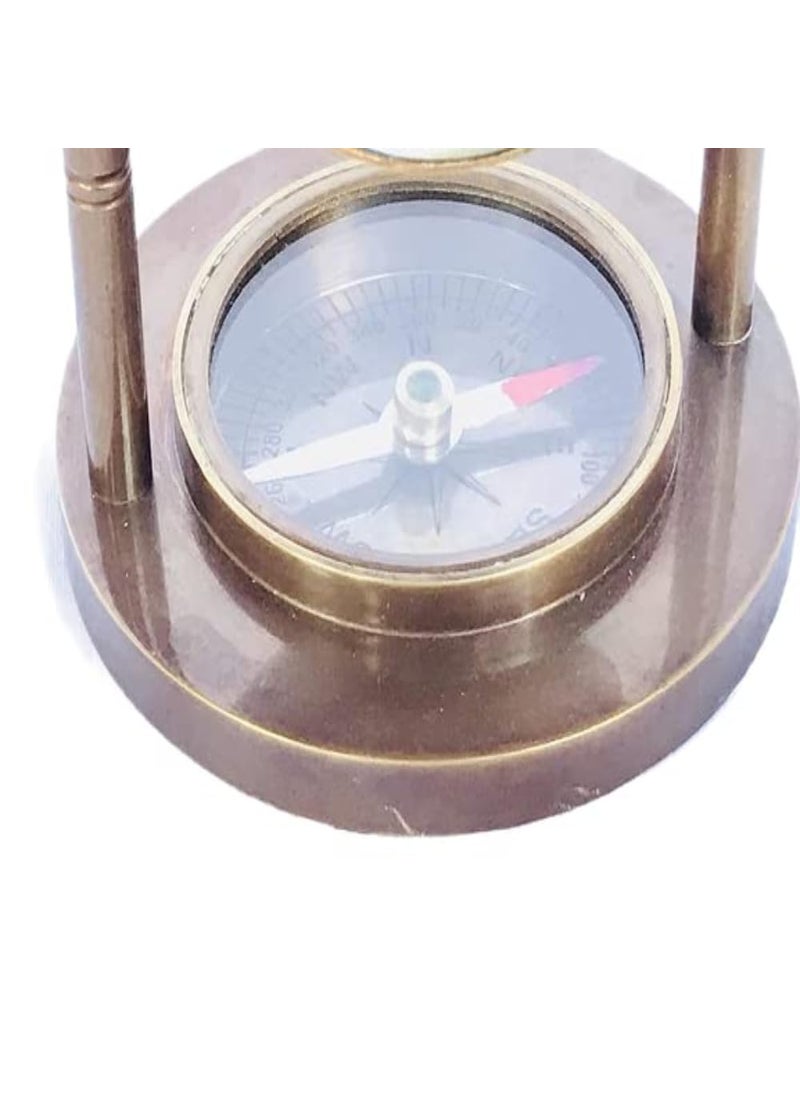 Meenakshi Handicraft Emporium Metal Brass Abstract Table Clock with Compass Multicolour 20 Inch X 45 Inch