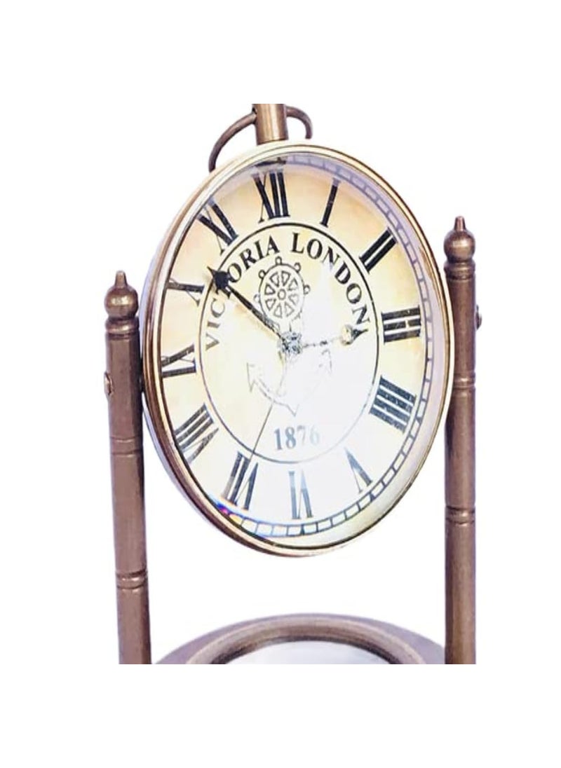 Meenakshi Handicraft Emporium Metal Brass Abstract Table Clock with Compass Multicolour 20 Inch X 45 Inch