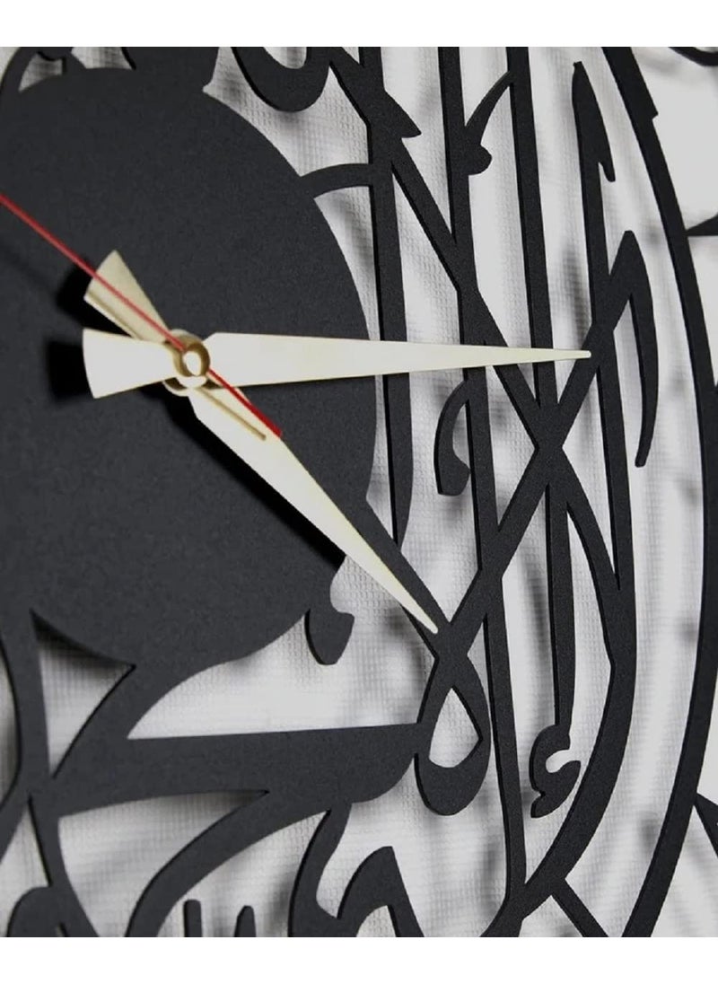 AUROMIN THE ART OF INGENUITY Kalima Shahada Metal Islamic Clock For Home Hall Fancy Unique Designer Big Size Roman Number Islamic Wall Watch Black 40Cm