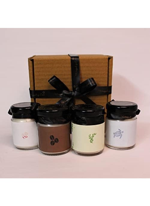 Wrapped up Love Scented Candles Pack of 4 Mini Scented Candles Roasted Coffee Vanilla Musk Peppermint Eucalyptus Marine Melody