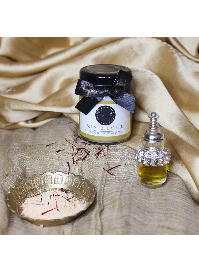 Wrapped up Love Scented Candles Pack of 4 Saffron Sandalwood Cherry Magnolia Roasted Coffee Marine Melody 15 Hours Burn time