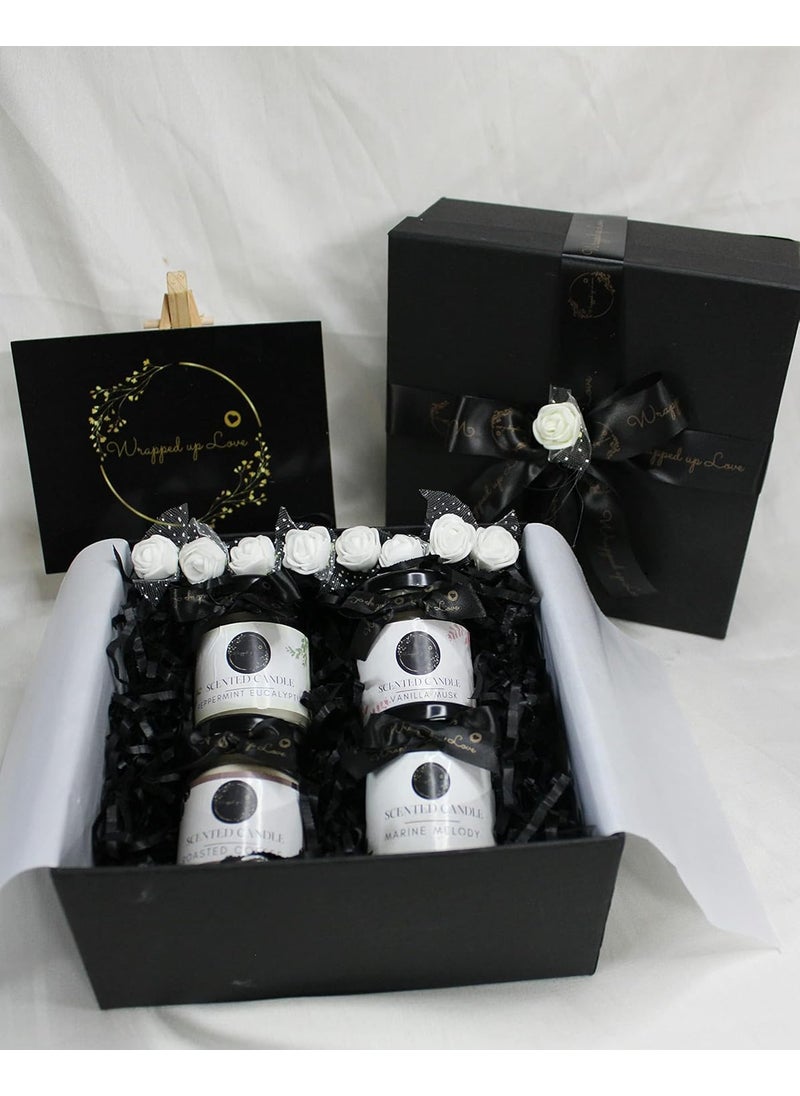 Wrapped up Love Scented Candles Gift Hamper 4 Mini Scented Candles Scented Candles Gift Set Birthday Gift Anniversary Gift Corporate Gift Wedding Gift Corporate Gift