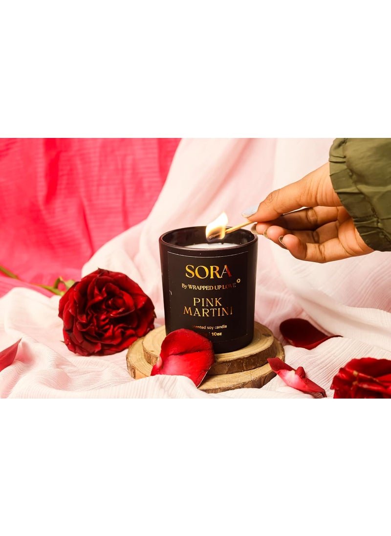 Wrapped up Love Scented Candle SORA Collection Pink Maritni Fragrance 35 Hours Burn time Luxury Scented Candles for Home and Gifting