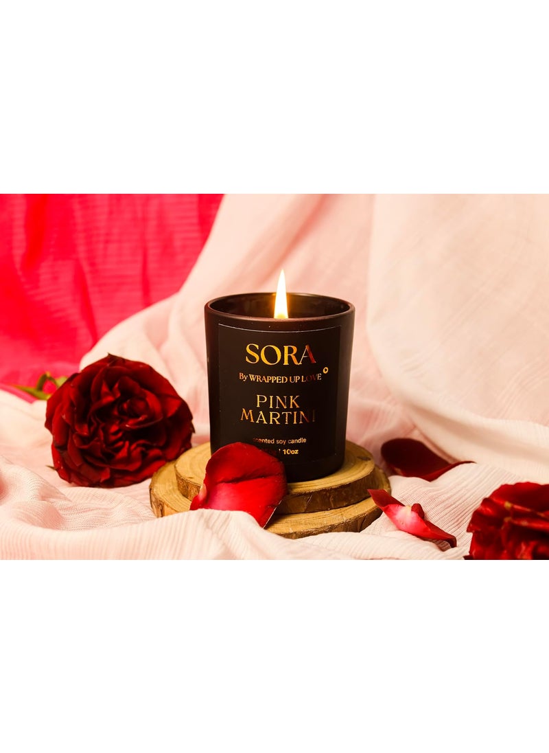 Wrapped up Love Scented Candle SORA Collection Pink Maritni Fragrance 35 Hours Burn time Luxury Scented Candles for Home and Gifting