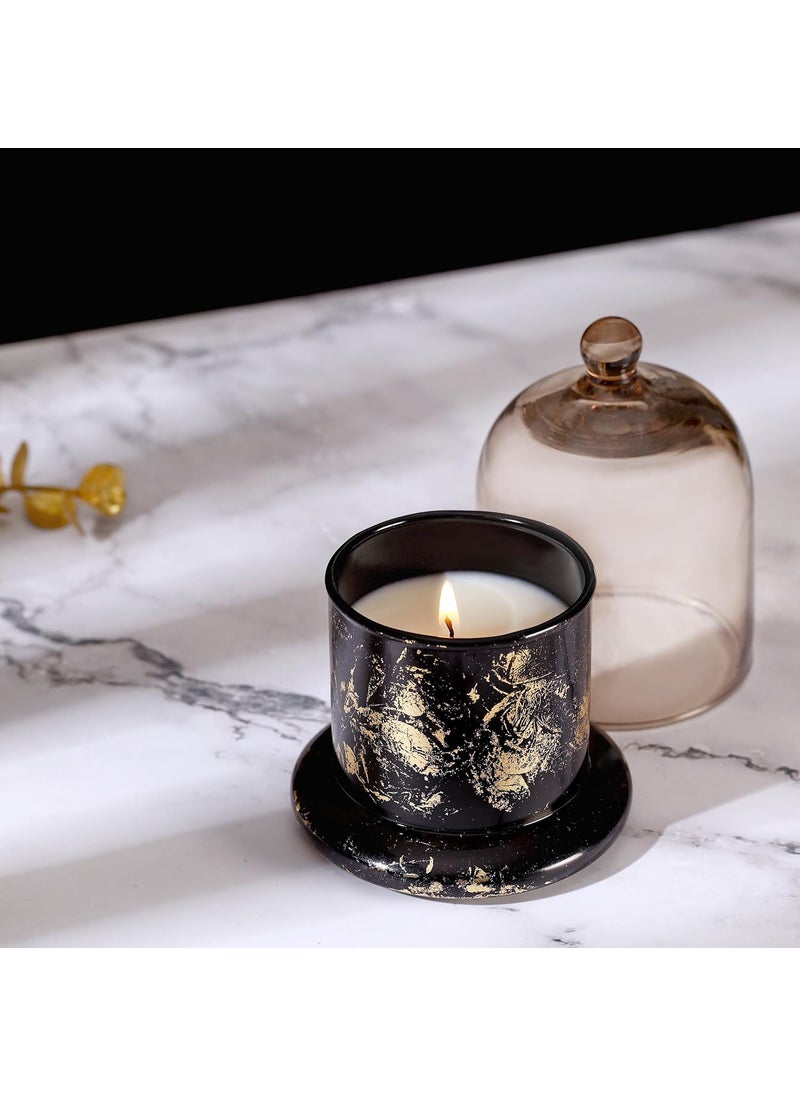 PROSPERRO LUMO by Parkash Candles Rose Geranium Premium Scented Black Bell Jar Candle Home Dcor