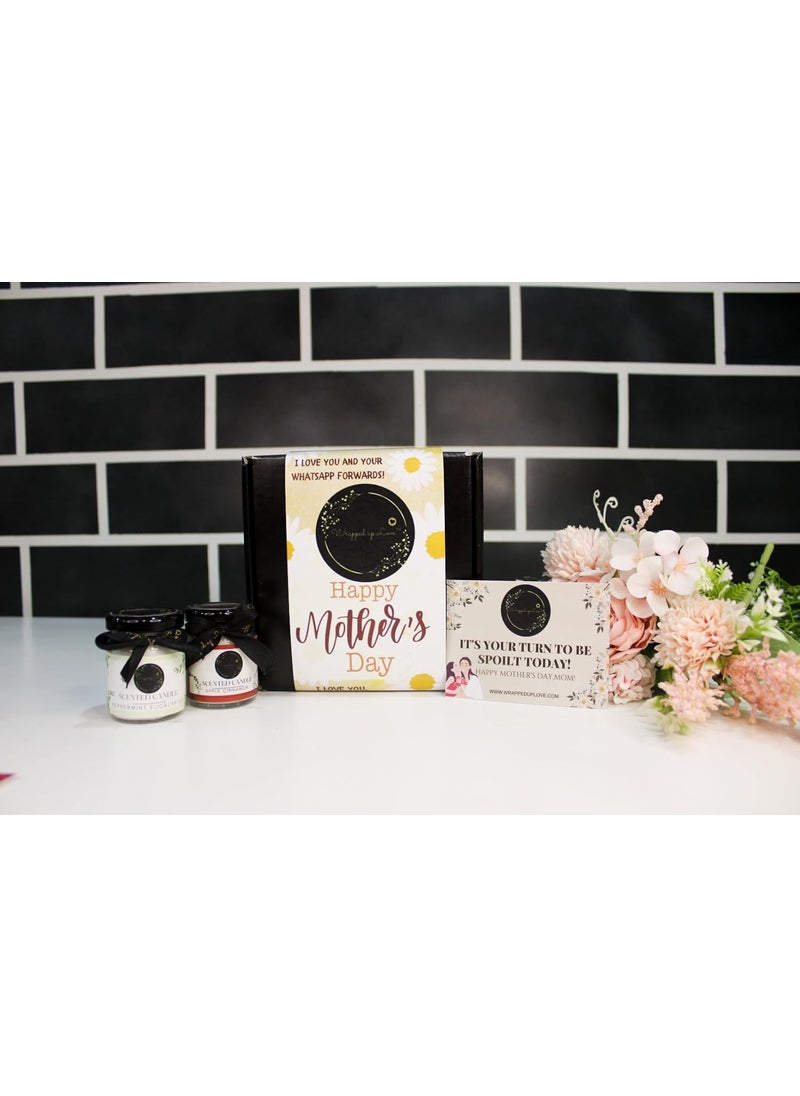 Wrapped up Love Mothers Day Gift Scented Candles Gift Set Pack of 2 Scented Candles 1 Mothers Day Card 1 Mothers Day Sleeve