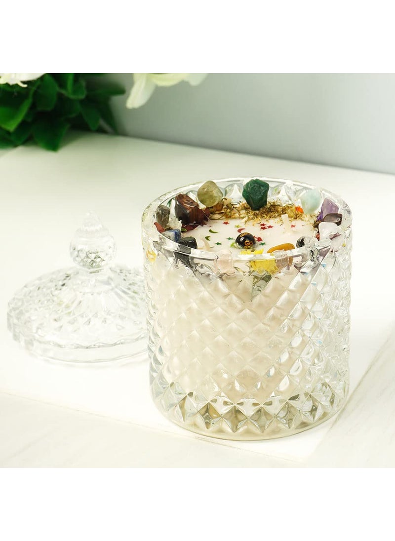 Divine Senses 15 Healing Crystal Luxury Scented Candles Manifestation Candles Aromatherapy Candles Natural Soy Wax Meditation Candle Ritual Double Wick Candle 350 Gram Wax Filled