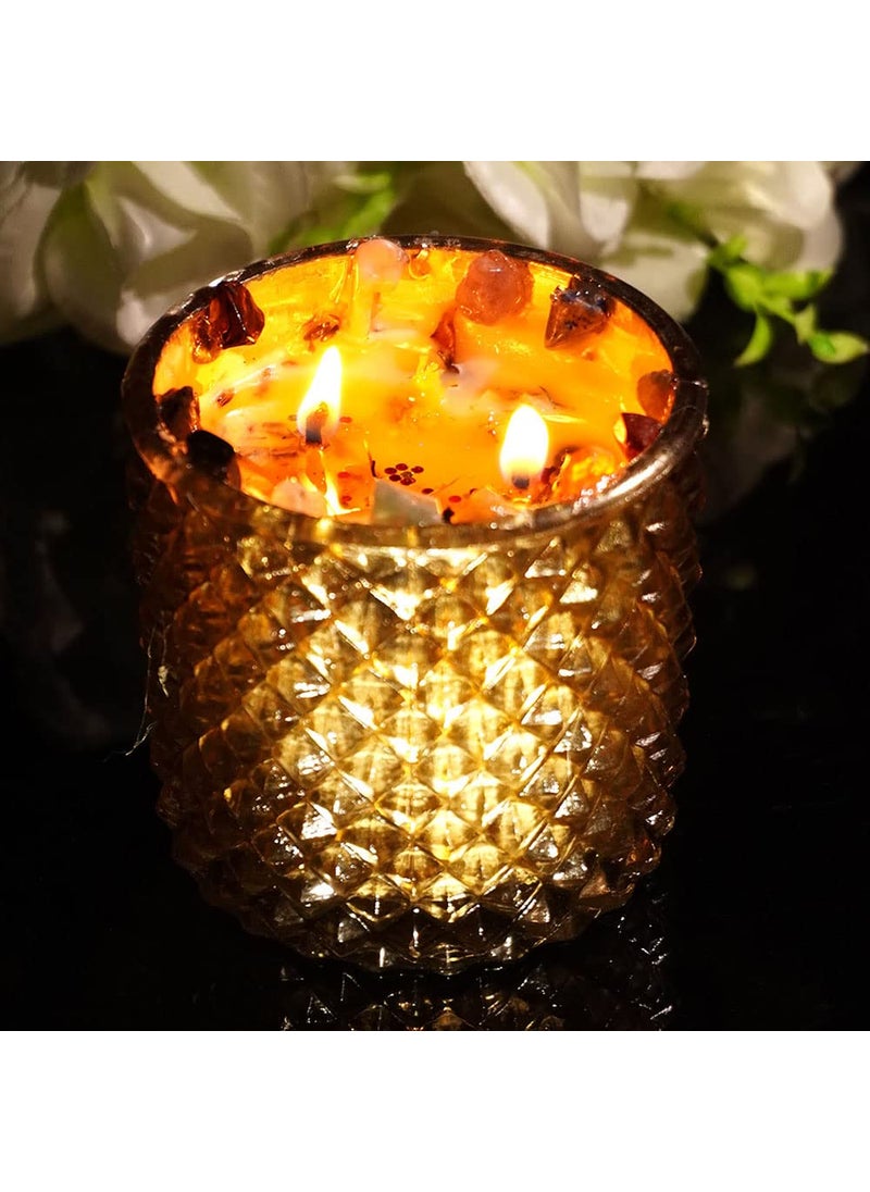 Divine Senses 15 Healing Crystal Luxury Scented Candles Manifestation Candles Aromatherapy Candles Natural Soy Wax Meditation Candle Ritual Double Wick Candle 350 Gram Wax Filled