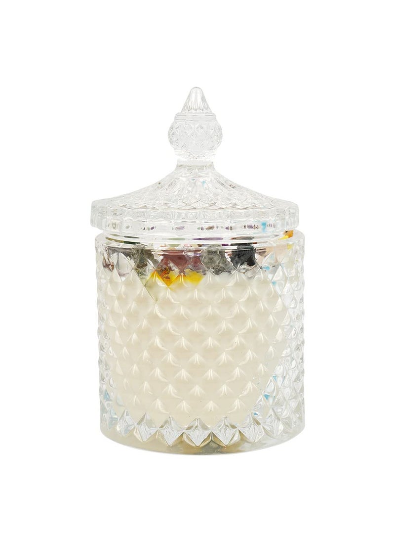 Divine Senses 15 Healing Crystal Luxury Scented Candles Manifestation Candles Aromatherapy Candles Natural Soy Wax Meditation Candle Ritual Double Wick Candle 350 Gram Wax Filled