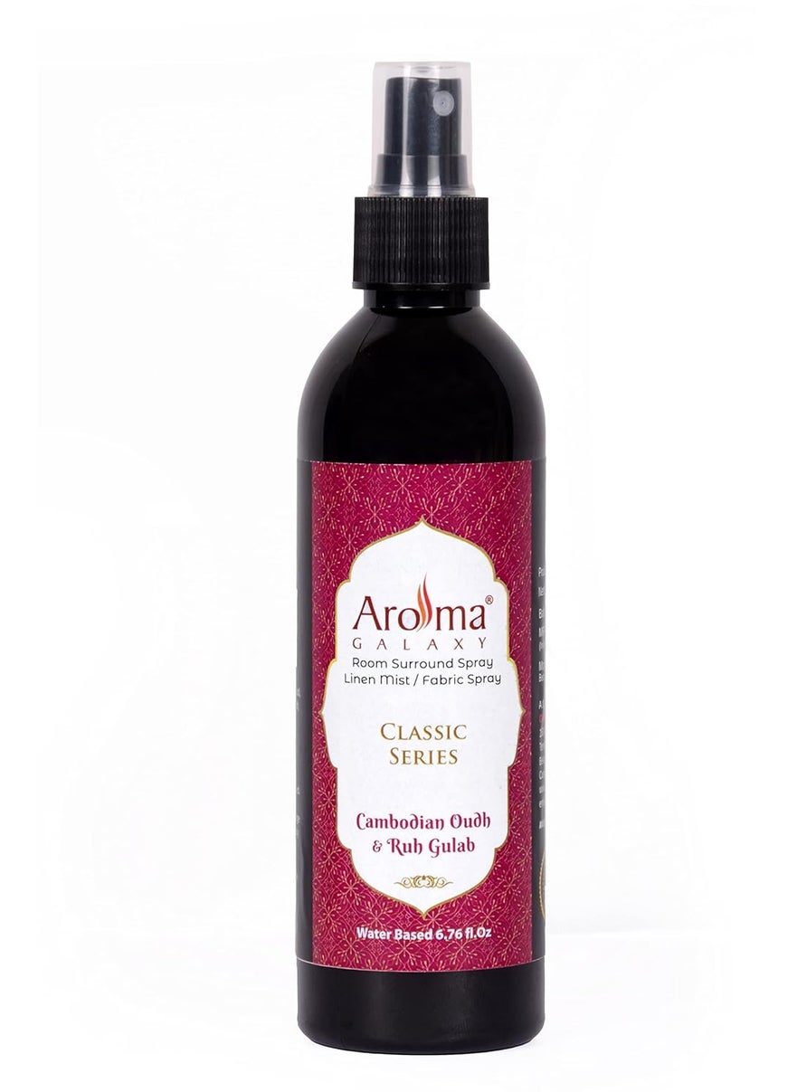 Aroma Galaxy Cambodian Oudh Ruh Gulab Room Spray Rose Room Freshener Spray Home Fragrance Air Freshener Spray For Home Office Linen Fabric Air Mist 200 ML