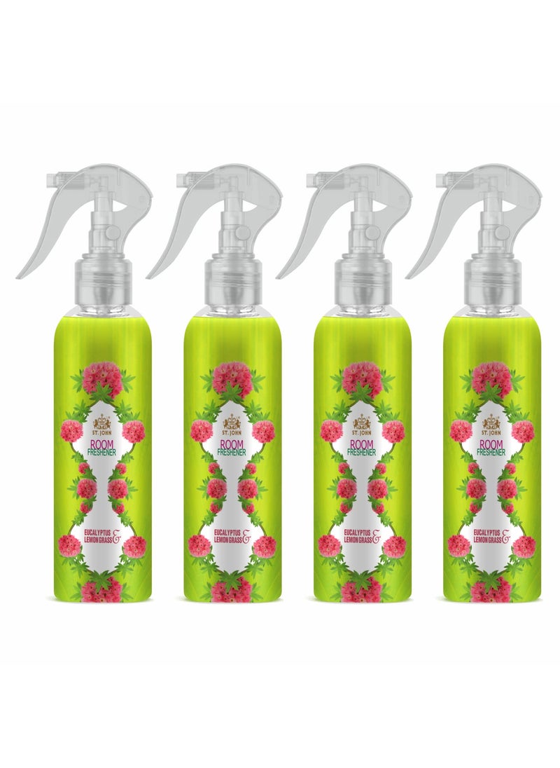 ST JOHN COBRA Room Freshener Long Lasting Upto 24 Hrs Fragrance 2 Eucalyptus and 2 Lemongrass Combo Pack of 4 Spray 250 ml x 4