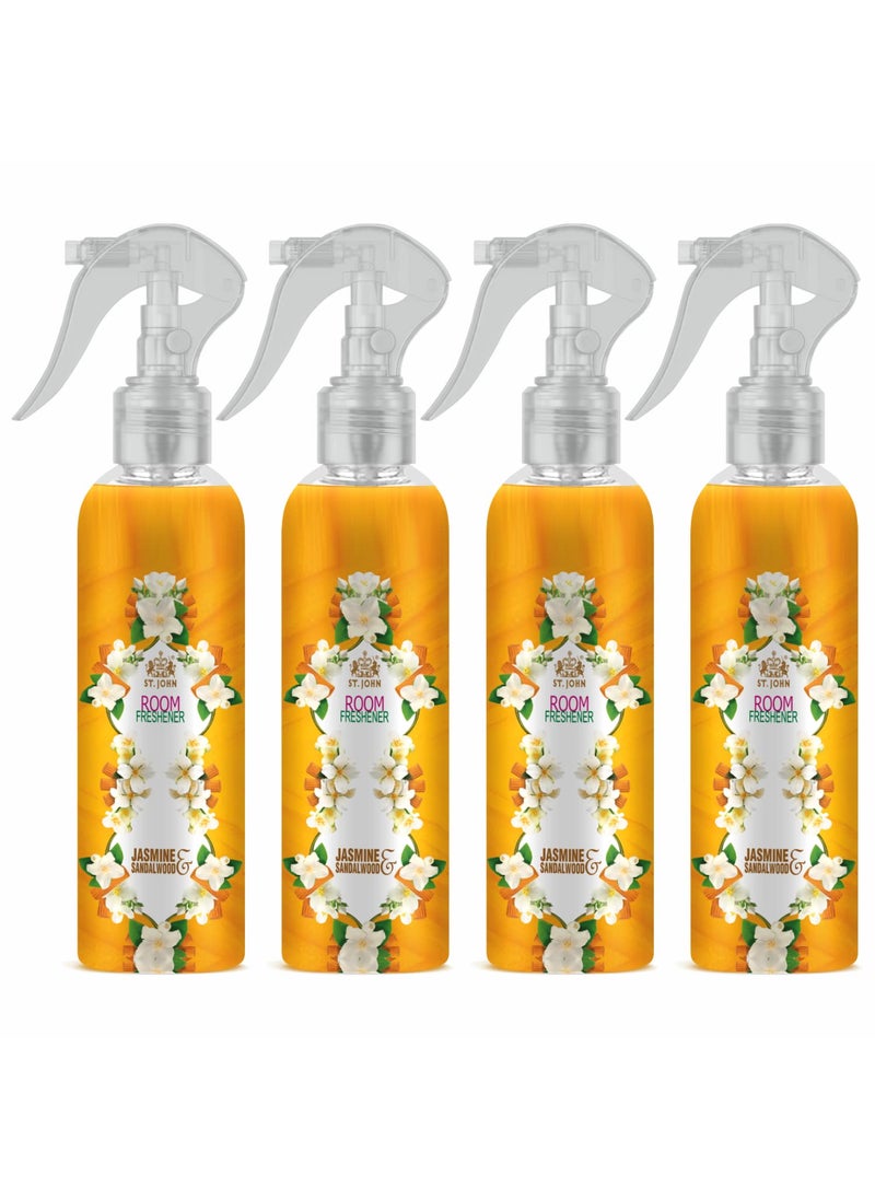 ST JOHN COBRA Room Freshener Long Lasting Upto 24 Hrs Fragrance Jasmine and Sandalwood Combo Pack of 4 Spray 250 ml x 4