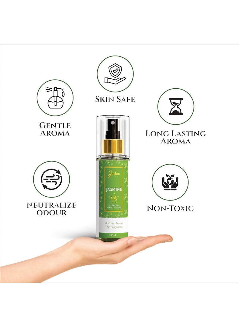 Judex Jasmine Sandal Green Tea Lavender Air Freshener Spray Combo of 4 200ml each Premium LongLasting Fragrance for Home Car RoomHotel Office 800ml