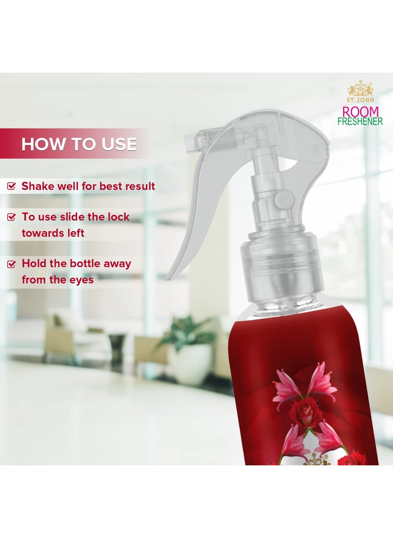 ST JOHN COBRA Room Freshener Long Lasting Upto 24 Hrs Fragrance Rose and Lilly Combo Pack of 3 Spray 250 ml x 3