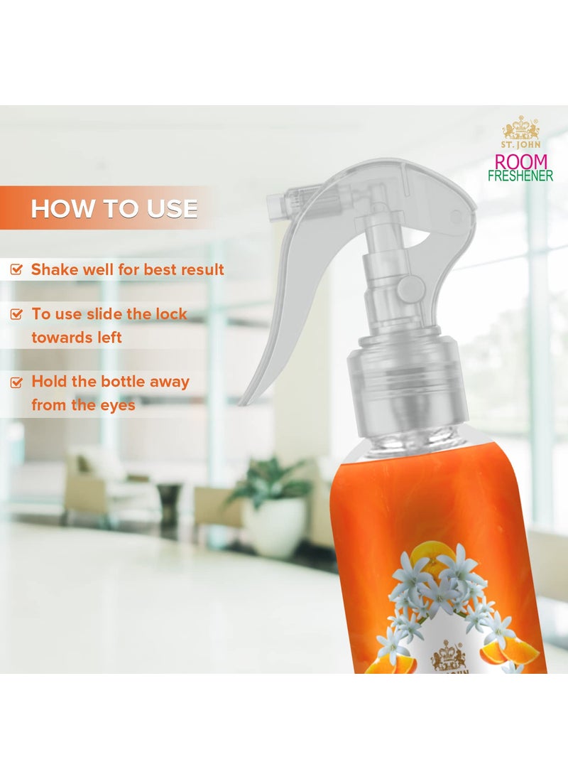 ST JOHN COBRA Room Freshener for Long Lasting Upto 24 Hrs Fragrance In Orange Rajnigandha and Eucalyptus Lemongrass Combo Pack of 2 Spray 250 ml x 2