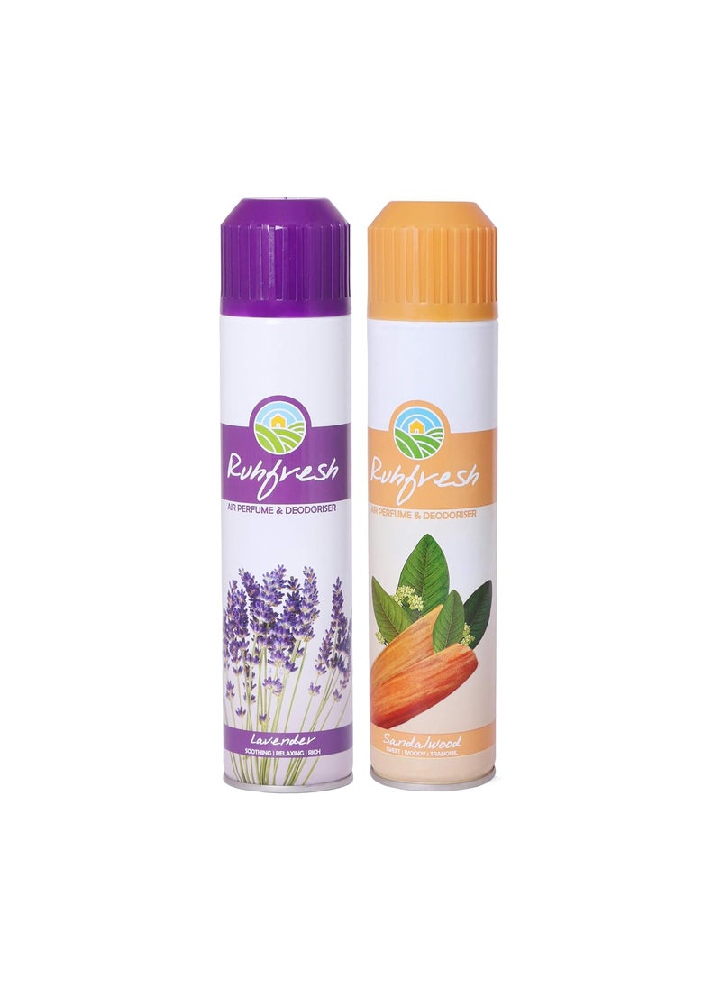 RUH FRESH Ruhfresh Lavender Sandal Air Freshener Spray Combo 2 X 275MlPerfect For Bathroom Bedroom And Office