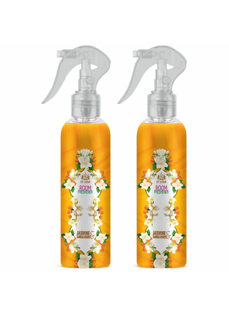ST JOHN COBRA Long Lasting Room Freshener Upto 24 Hrs Fragrance Jasmine and Sandalwood Spray 250 ml Pack of 2