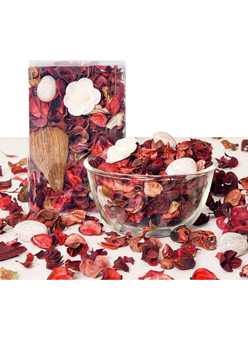 RSAAUD Mesmerizing Decorative Dried Flower Potpourri with Fragrance Scented Potpourri Box Dried Leaves and Flowers for Natural Dcor Mood Enhancement Jasmine Freesia Fragrance Red
