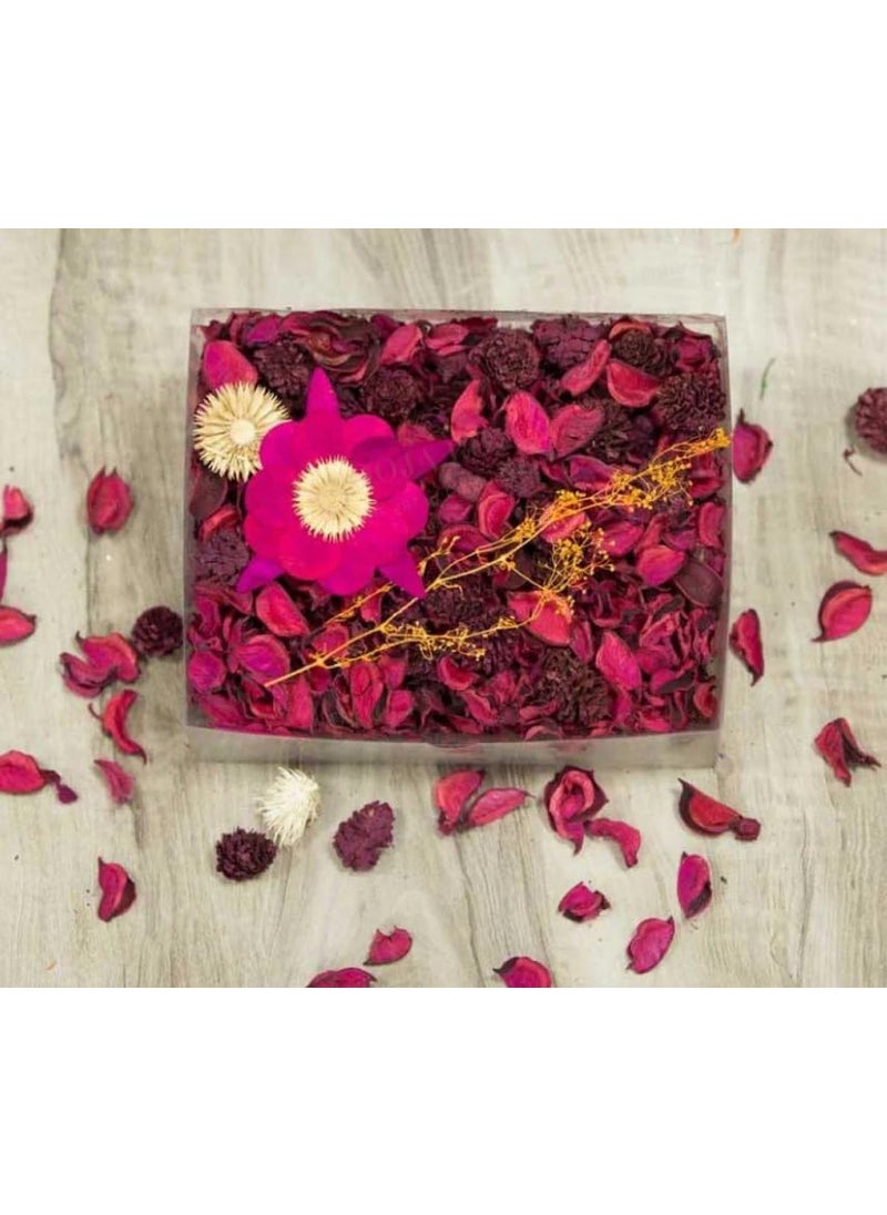 RSAAUD Mesmerizing Decorative Dried Flower Potpourri with Fragrance Scented Potpourri Box Dried Leaves and Flowers for Natural Dcor Mood Enhancement Jasmine Freesia Fragrance Red