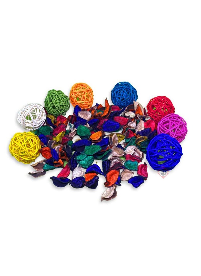 Promote UnScented Potpourri Flowers and Leaves for Living Room 50g Dried Flowers and Leaves 8 pcs 3 inch Wooden Balls Home Decoration Items