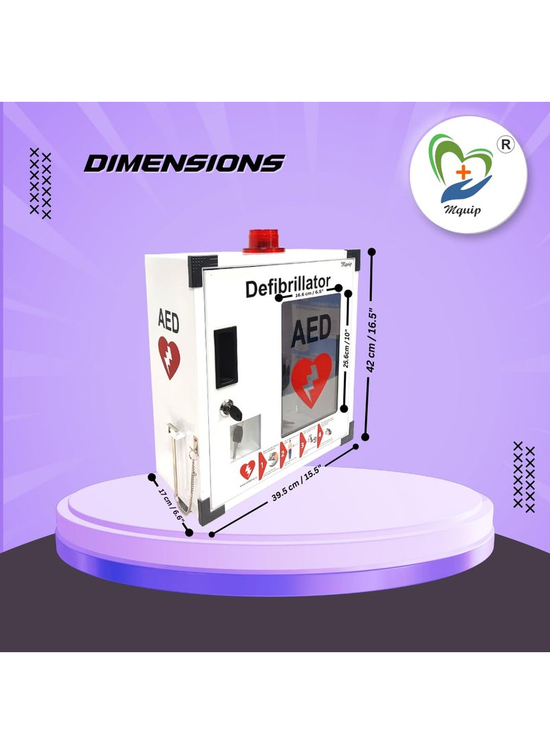 MQUIP AED Cabinet with Siren and Flash Light Suitable for All BRANDS AED