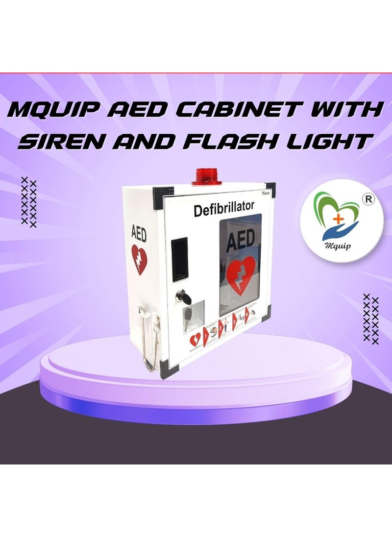 MQUIP AED Cabinet with Siren and Flash Light Suitable for All BRANDS AED
