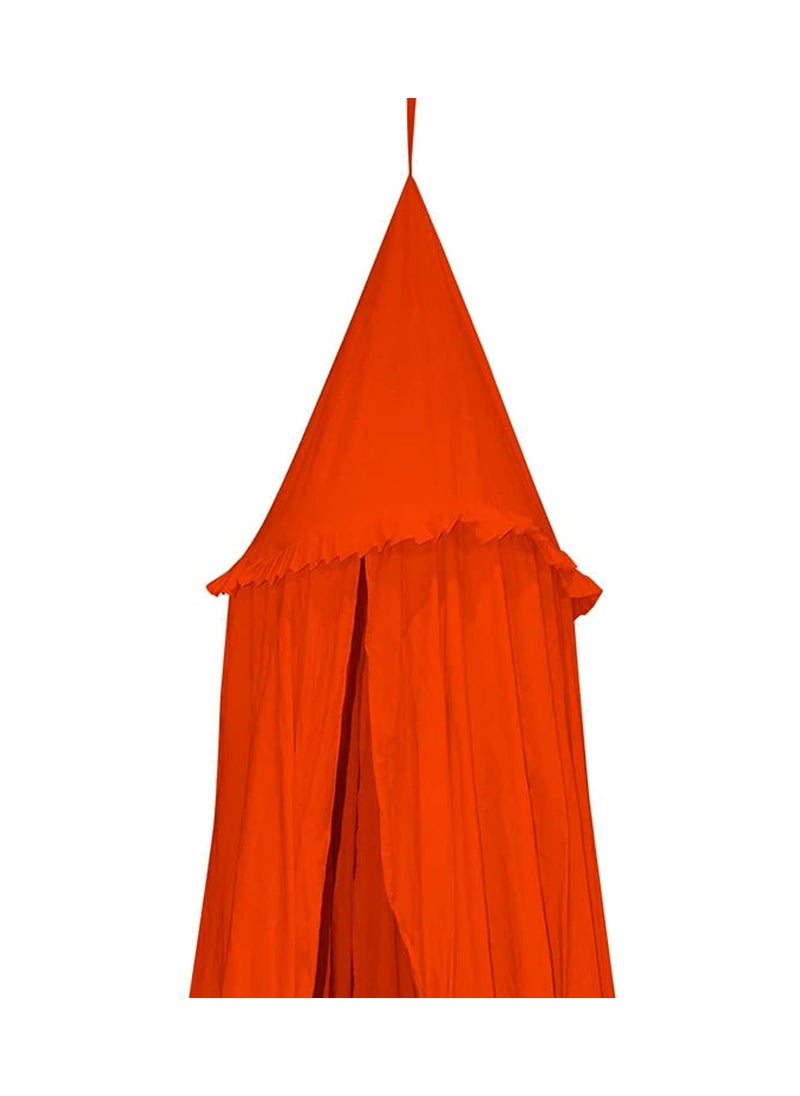 next Day art Hanging Canopy Play Tent with Mat for Kids and Adults Portable Foldable Pom Pom Hanging Mosquito for Girl and Boy Tent House and Outdoor Orange