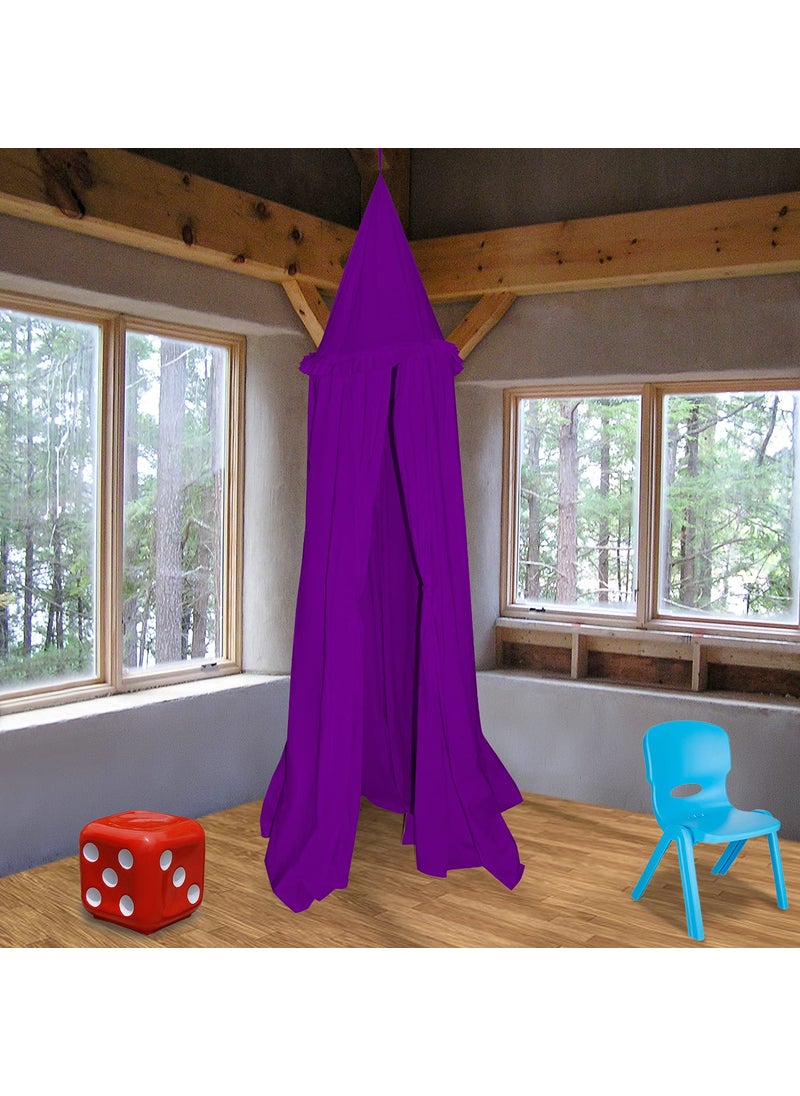 Next Day Art Hanging Canopy Play Tent Without Mat for Kids and Adults Portable Foldable Pom Pom Hanging Mosquito for Girl and Boy Tent House Indoor and Outdoor Purple