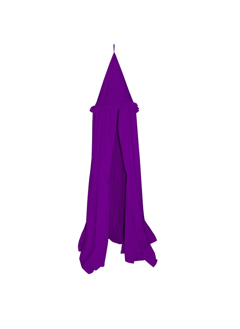 Next Day Art Hanging Canopy Play Tent Without Mat for Kids and Adults Portable Foldable Pom Pom Hanging Mosquito for Girl and Boy Tent House Indoor and Outdoor Purple