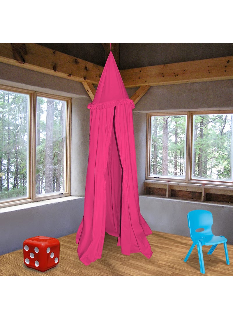 Next Day Art Hanging Canopy Play Tent Without Mat for Kids and Adults Portable Foldable Pom Pom Hanging Mosquito for Girl and Boy Tent House Indoor and Outdoor Dark Pink
