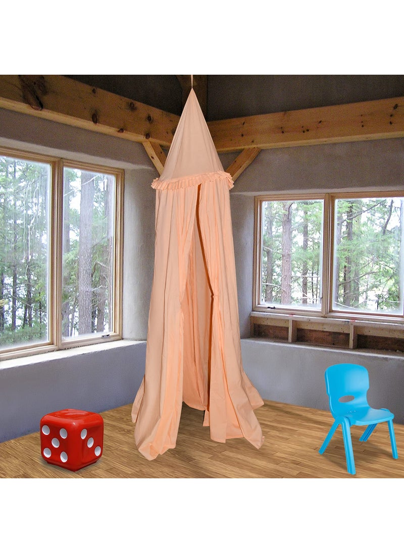 next Day art Hanging Canopy Play Tent Without Mat for Kids and Adults Portable Foldable Pom Pom Hanging Mosquito for Girl and Boy Tent House and Outdoor Peach