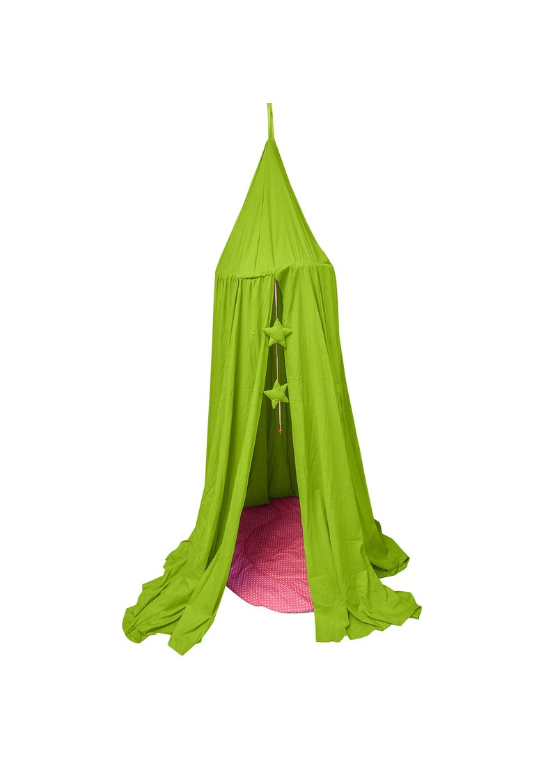 Next Day Art Hanging Canopy Play Tent Without Mat for Kids and Adults Portable Foldable Pom Pom Hanging Mosquito for Girl and Boy Tent House Indoor and Outdoor Green