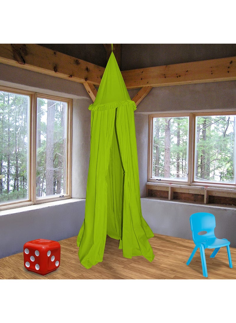 Next Day Art Hanging Canopy Play Tent Without Mat for Kids and Adults Portable Foldable Pom Pom Hanging Mosquito for Girl and Boy Tent House Indoor and Outdoor Green