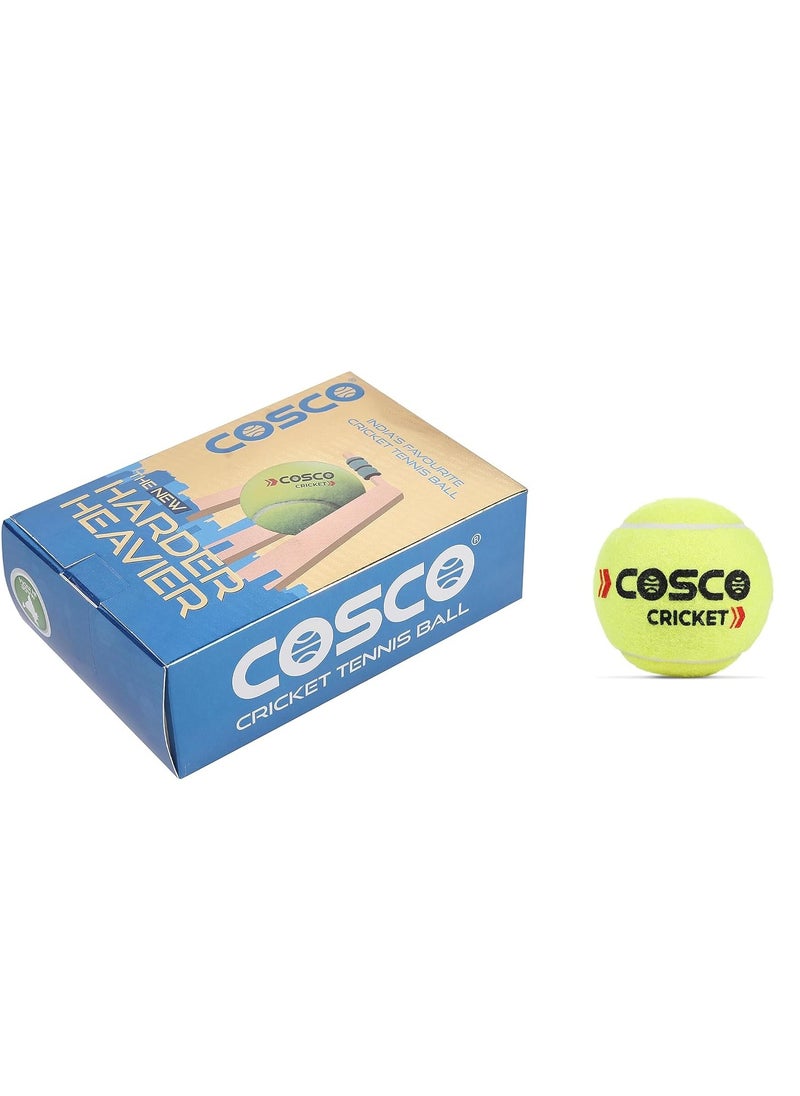 Cosco Cricket Normal Force Leather Tennis Ball (Yellow) -Pack of 6