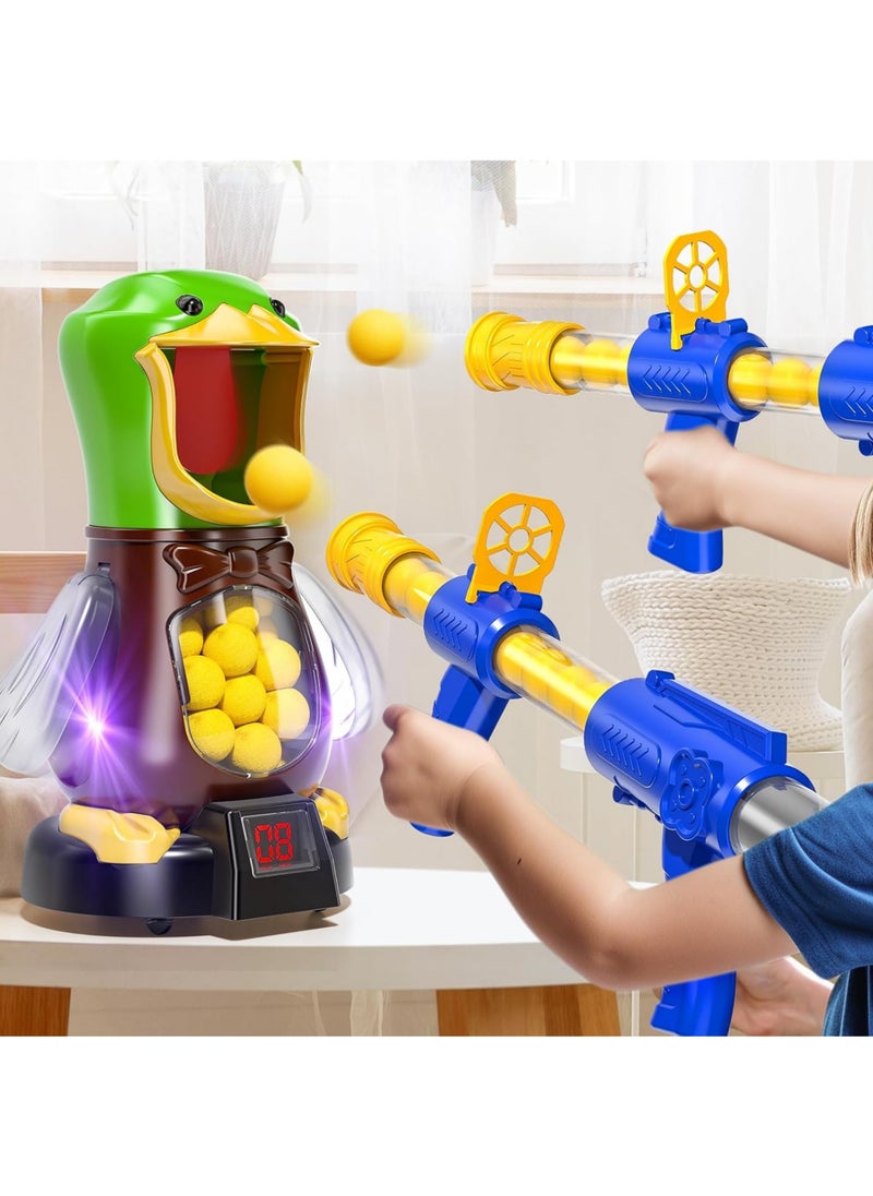 Duck Shooting Toys for Kids 3 4 5 6 7 8 9 Years Old Movable Shooting Game with 24 Balls 2 Air Pump Toy Indoor and Outdoor Competition Game Gifts for Boys and Girls