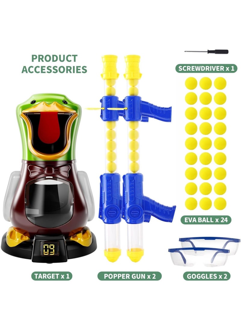 Duck Shooting Toys for Kids 3 4 5 6 7 8 9 Years Old Movable Shooting Game with 24 Balls 2 Air Pump Toy Indoor and Outdoor Competition Game Gifts for Boys and Girls