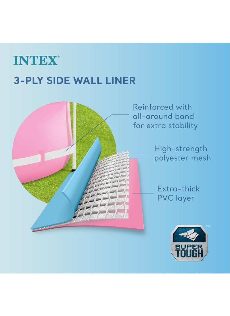 Intex Easy to Assemble Round Metal Frame Swimming Pool - Pink 2.44mx76cm