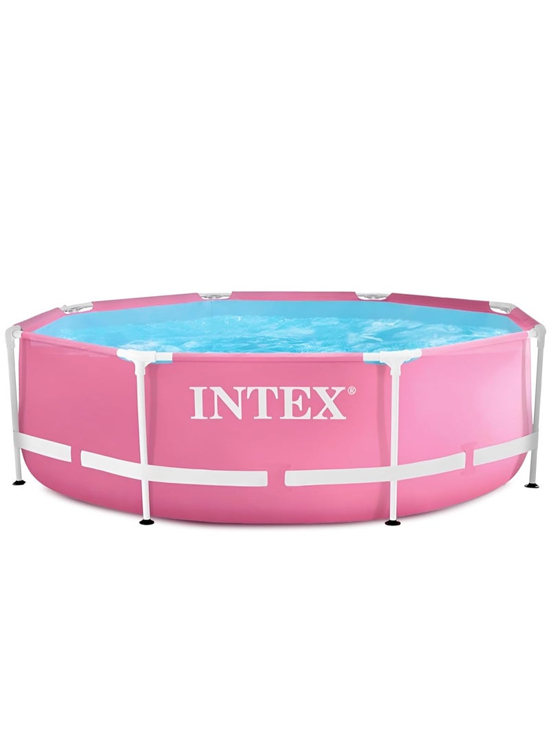Intex Easy to Assemble Round Metal Frame Swimming Pool - Pink 2.44mx76cm