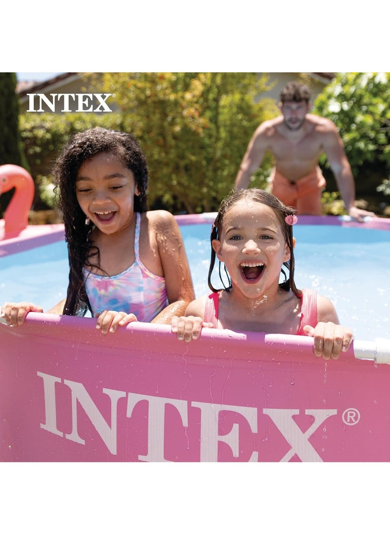 Intex Easy to Assemble Round Metal Frame Swimming Pool - Pink 2.44mx76cm