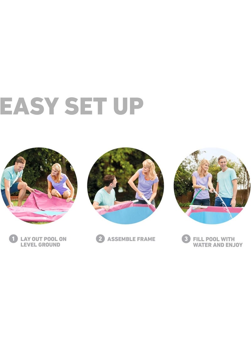 Intex Easy to Assemble Round Metal Frame Swimming Pool - Pink 2.44mx76cm